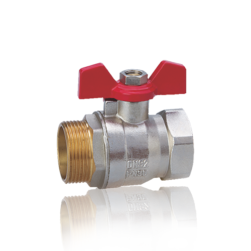 M-F Brass Ball Valve,Nickel Plated with Butterfly Handle ART 50815