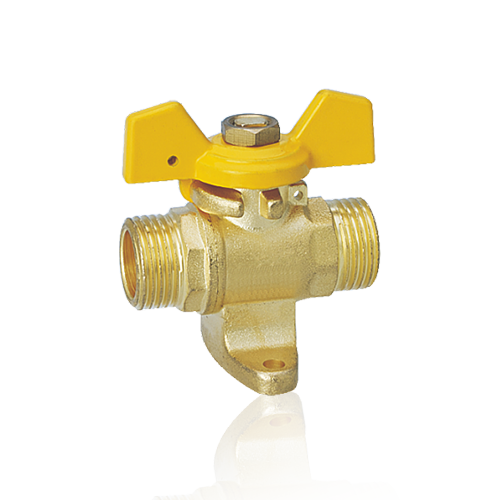 Ball Valve for Gas, Male/Male, with Bracket & Yellow aluminium T-Handle70402